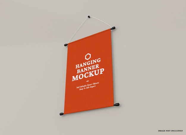 Hanging wall banner flag mockup