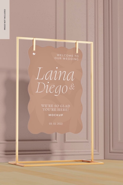 Hanging Wedding Sign Mockup, Left View