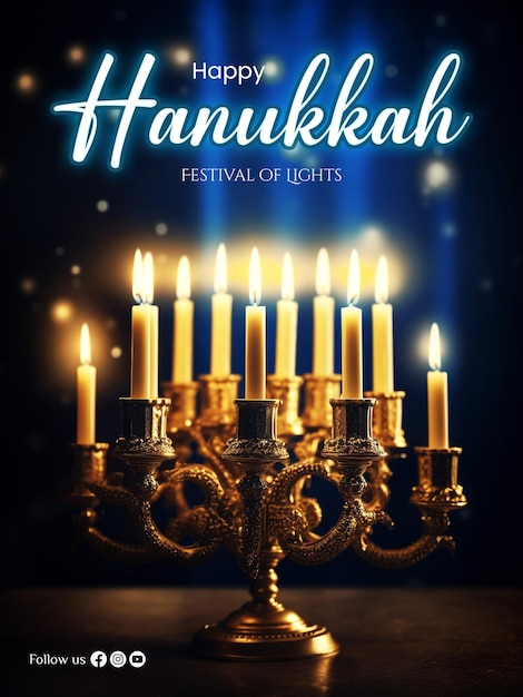 Hanukkah Background with burning candles festive hanukkah print template