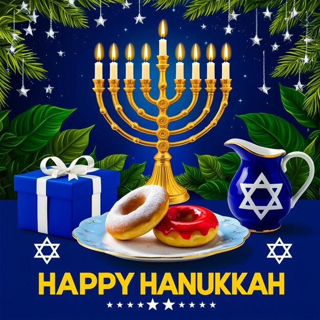 PSD hanukkah social media post banner