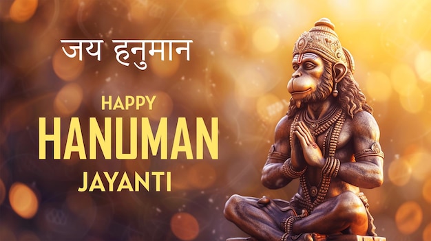 Hanuman jayanti banner background with lord hanuman