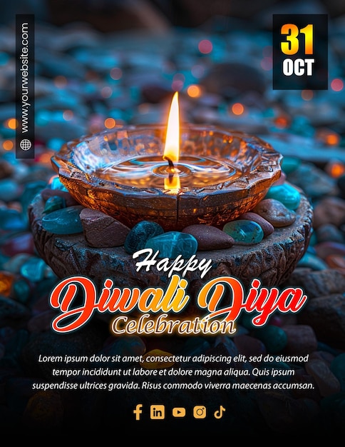 Happpy Diwali diya editable social media post template design