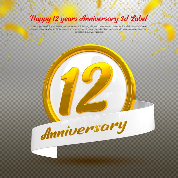 Happy 12 years anniversary 3d label