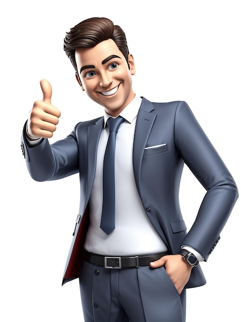 Happy 3d business man Transparent white background