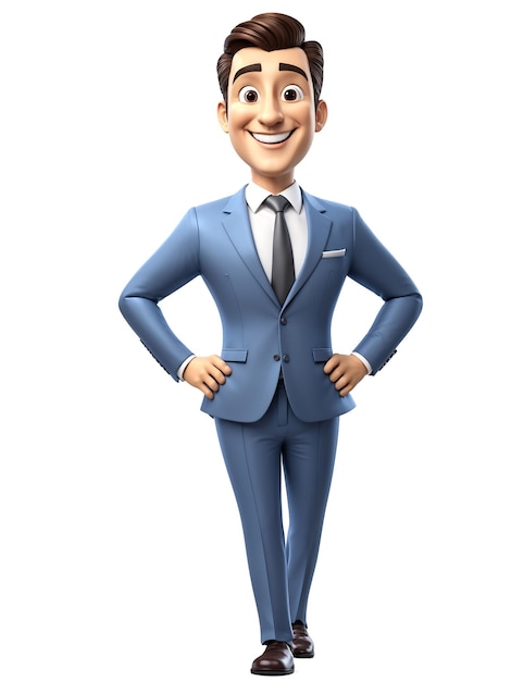 Happy 3d business man Transparent white background