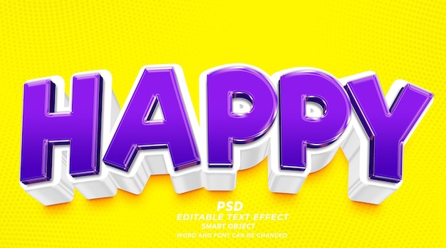 Happy 3d editable text effect photoshop template with background