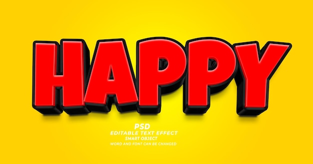 Happy 3d editable text effect photoshop template with background