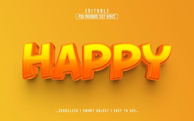 Happy 3d editable text effect premium psd with background