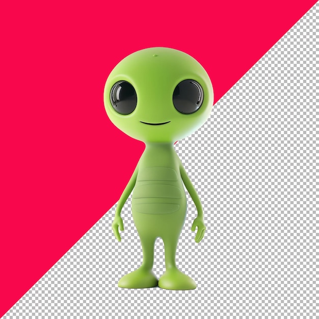 PSD happy alien cartoon character png psd