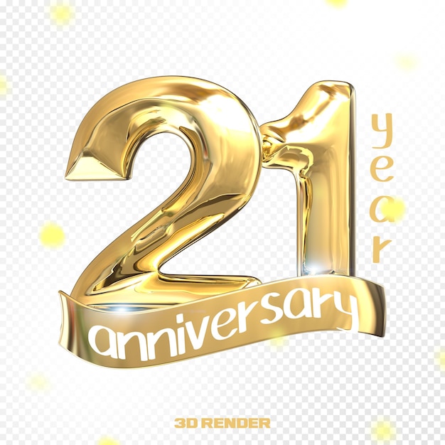 Happy Anniversary Number 3D Gold