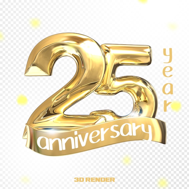 Happy Anniversary Number 3D Gold