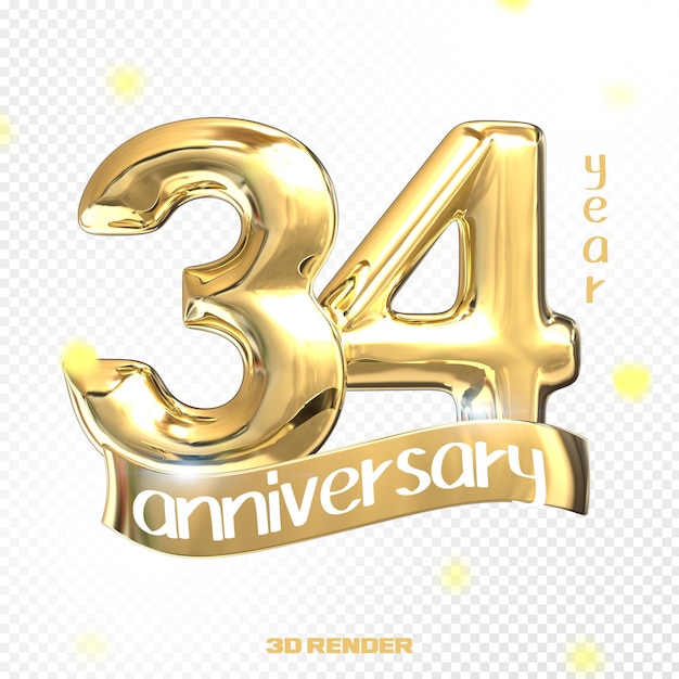 Happy Anniversary Number 3D Gold