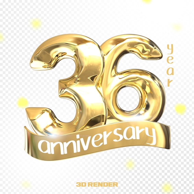 Happy Anniversary Number 3D Gold