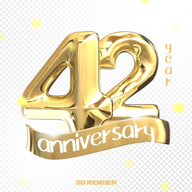 Happy Anniversary Number 3D Gold