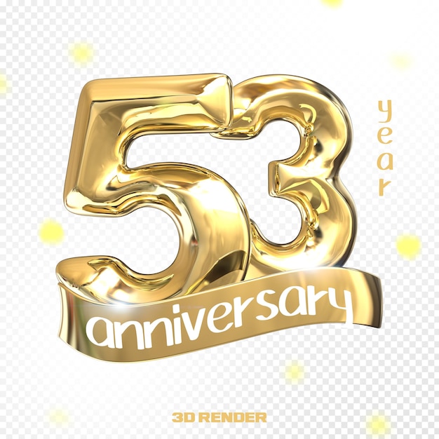 Happy Anniversary Number 3D Gold