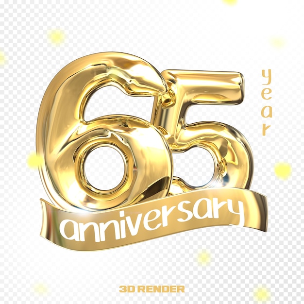 Happy Anniversary Number 3D Gold