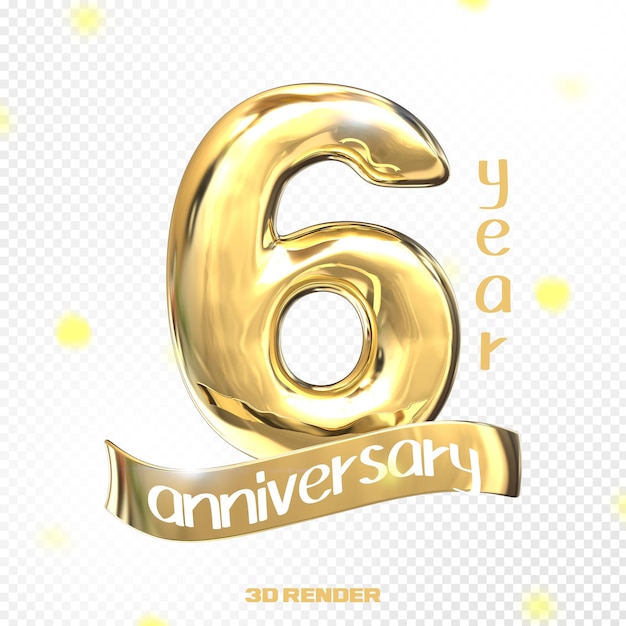 Happy Anniversary Number 3D Gold