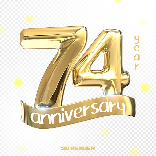 Happy Anniversary Number 3D Gold