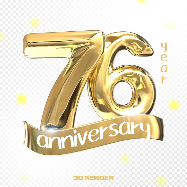 Happy Anniversary Number 3D Gold