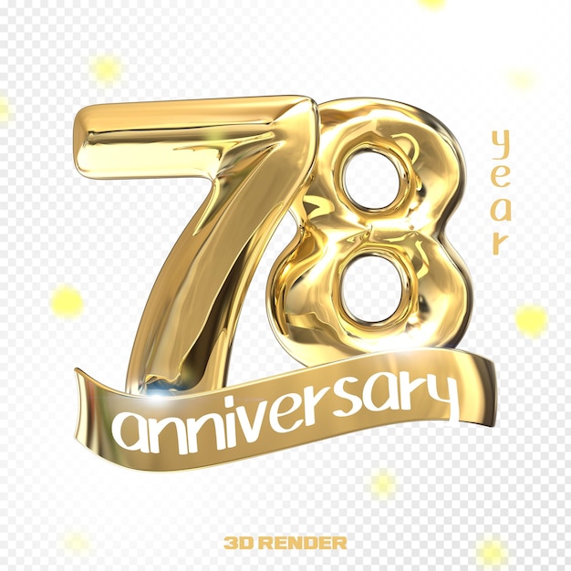 Happy Anniversary Number 3D Gold