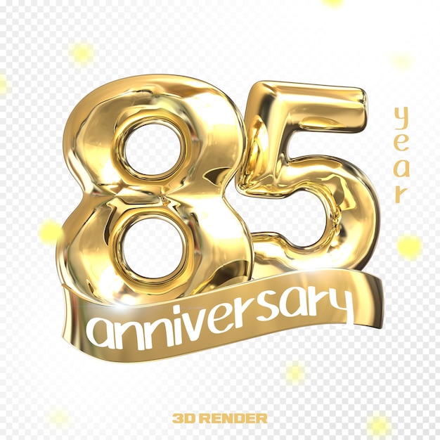 Happy Anniversary Number 3D Gold