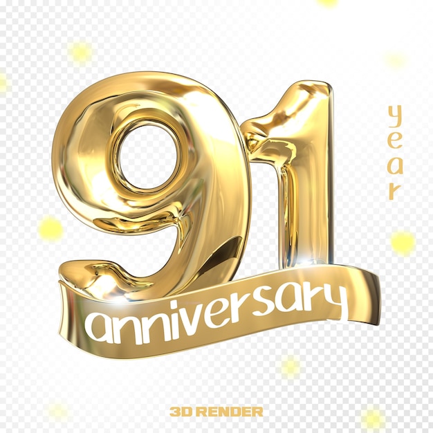 Happy Anniversary Number 3D Gold