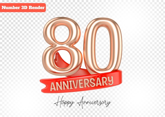 PSD happy anniversary number gold 3d render