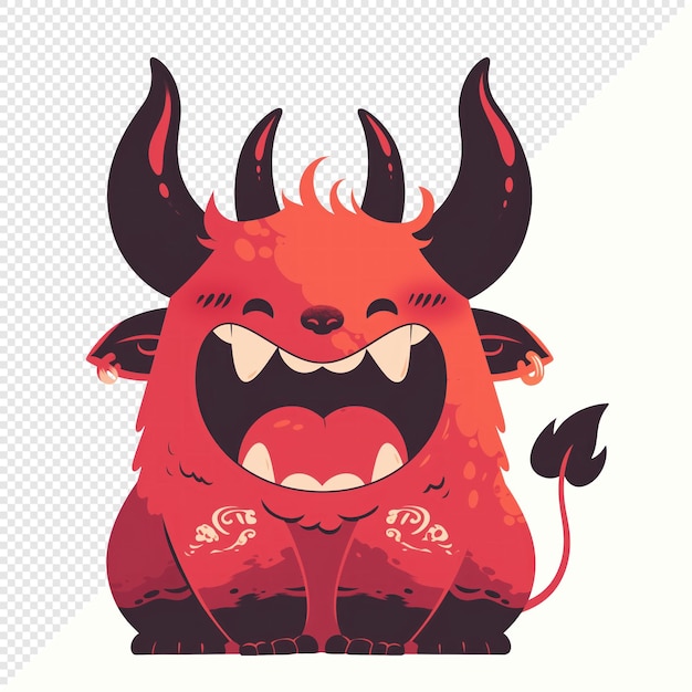 PSD happy baby red demon character illustration