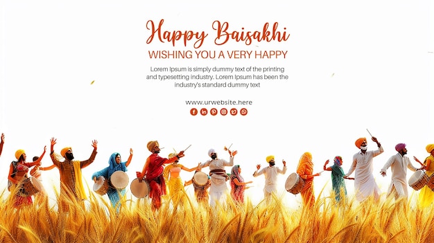 Happy Baisakhi wheat field for Punjabi harvest festival poster design