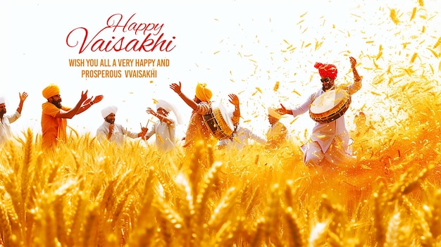 Happy Baisakhi wheat field for Punjabi harvest festival poster design