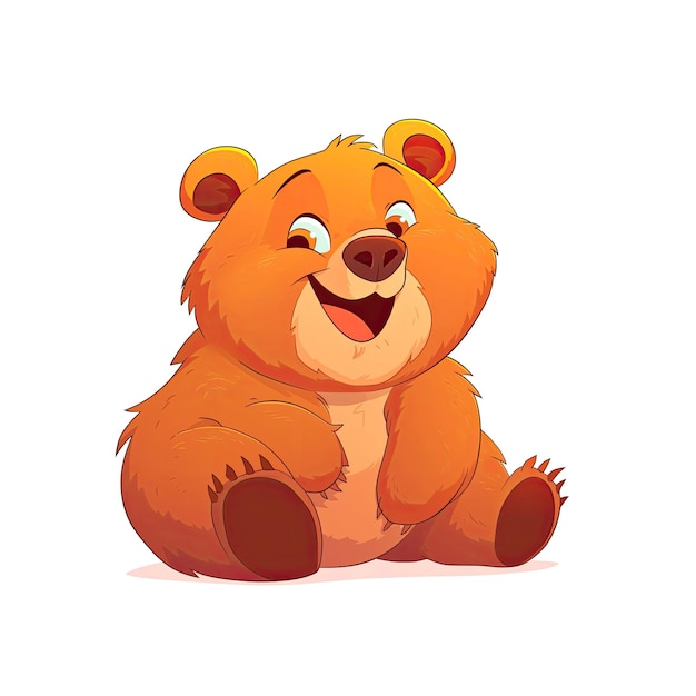 Happy Bear Cartoon Its Furry Face Beaming Cartoon Illustration