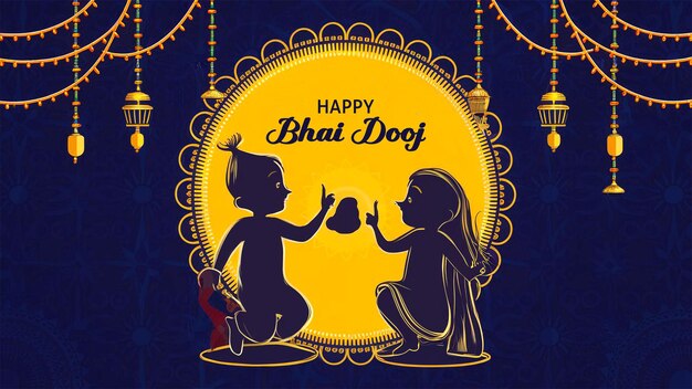 PSD happy bhai dooj hindu cultural festival celebration card