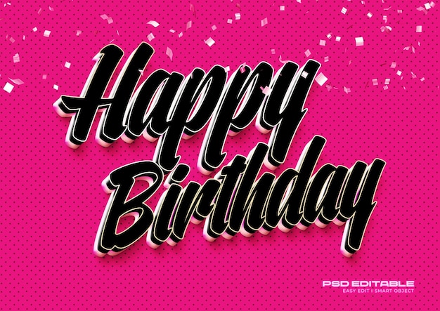 Happy Birthday 3d Text Style Effect Template