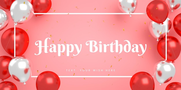 Happy birthday banner invitation card for instagram social media post template with frame and text