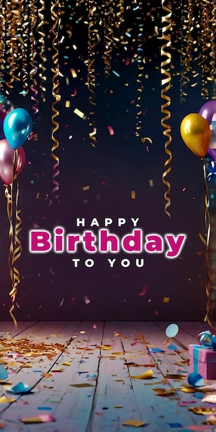 PSD happy birthday celebration greeting card template