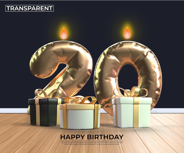 happy birthday gold number 20 anniversary design template eps edit easy edit