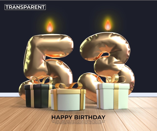 Happy birthday gold number 53  anniversary design template eps edit easy edit