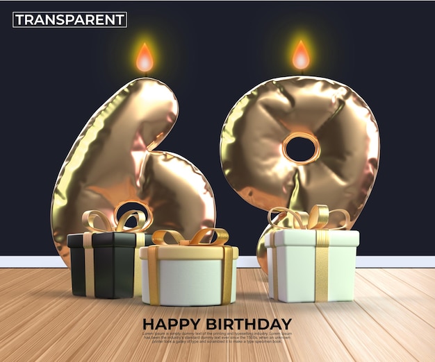 Happy birthday gold number 69 anniversary design template eps edit easy edit