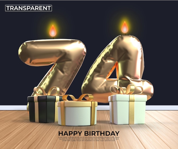 Happy birthday gold number 74 anniversary design template eps edit easy edit