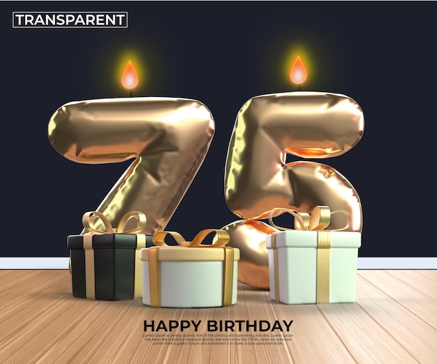 Happy birthday gold number 75 anniversary design template eps edit easy edit