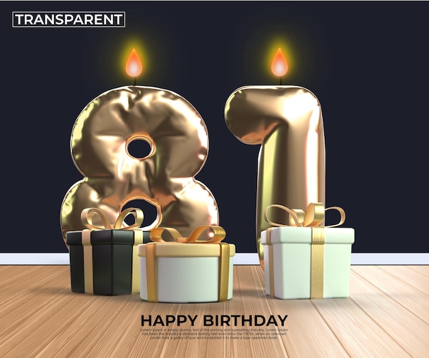 Happy birthday gold number 81 anniversary design template eps edit easy edit