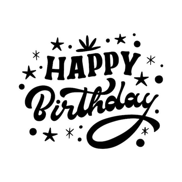 PSD happy birthday lettering illustration