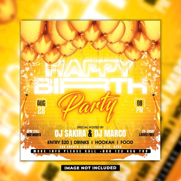 Happy Birthday Party Club night dj flyer template