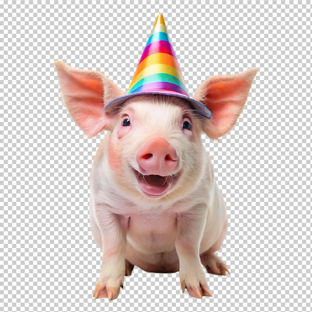 PSD happy birthday pig on transparent background