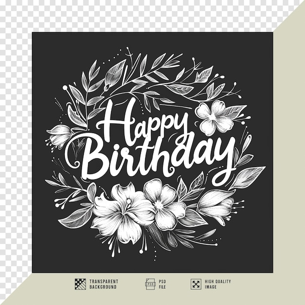 PSD happy birthday text design image without background hd quality