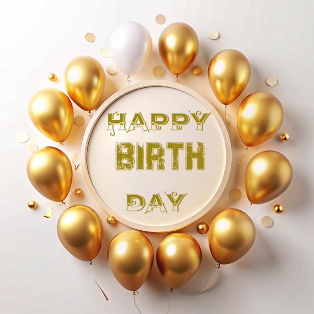 Happy birthday text on transparent background