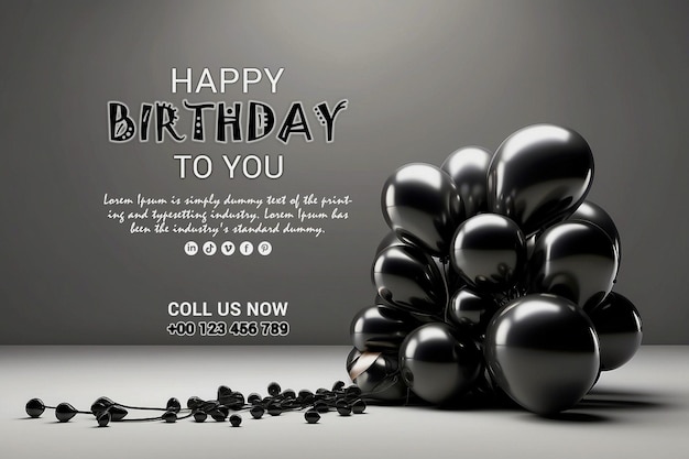 Happy birthday typography balloons template design