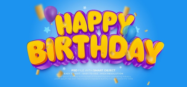 Happy birthday with editable text 3d style effect