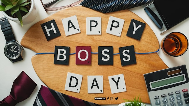 Happy bosss day social media banner and poster design