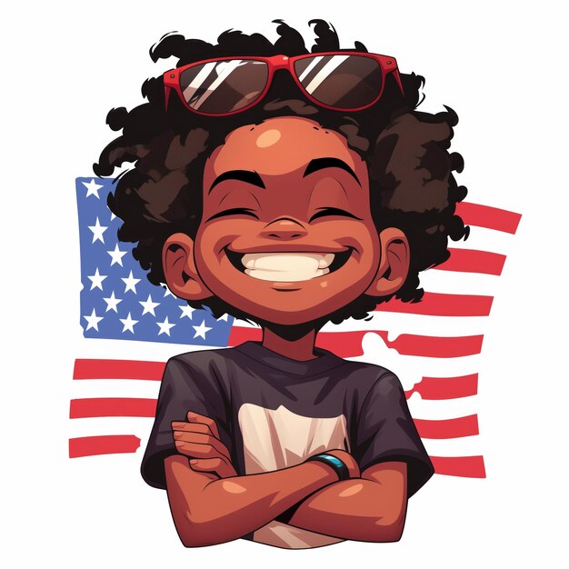 PSD happy boy with american flag